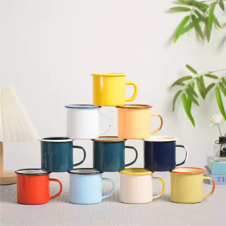 Wholesale Customized Metal Iron Enamel Sublimation Big Capacity Colorful Mug