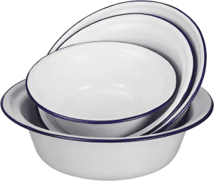 OEM Factory Novelty Nordic Style Custom OEM logo Marbled Swirl Granite Enamel Bowl Enamelware Bowl Set